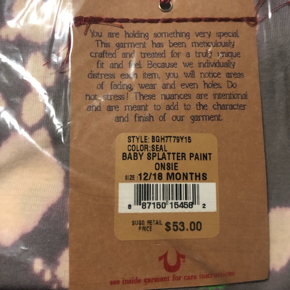 🌟 Last One! True Religion Splatter Paint Onesie - Picture 6 of 9